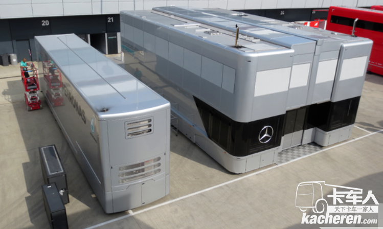 看看歐洲賽車隊(duì)的拖掛卡車，都是高端貨