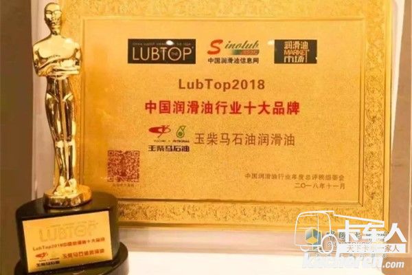 玉柴馬石油潤滑油入選“Lubtop2018中國潤滑油行業十大品牌”