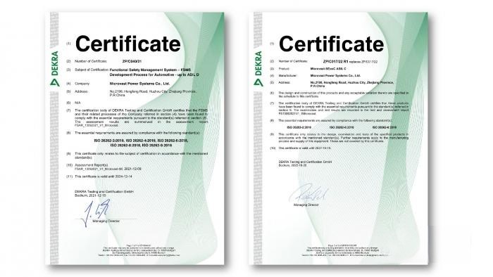 微宏動力榮獲DEKRA德凱ISO 26262:2018 汽車功能安全ASIL C產品認證證書
