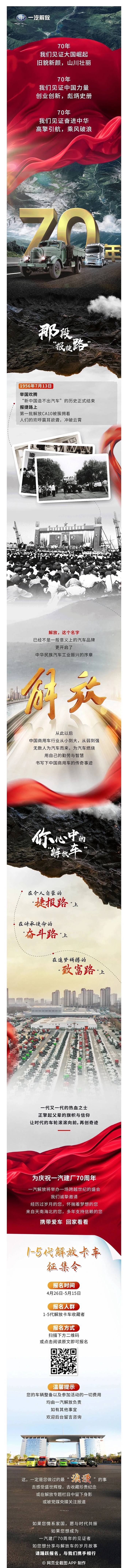 慶祝一汽建廠70周年,解放發(fā)布1-5代卡車征集令。